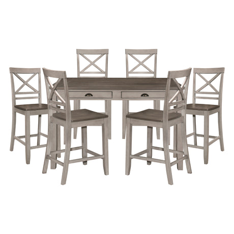 Brightleaf Brown/Light Gray 7-Piece 60" Counter Height Set from Homelegance - Luna Furniture