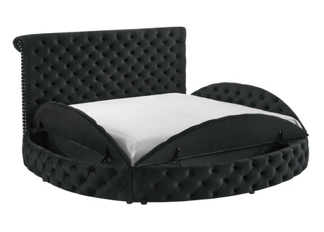 Brigitte Black King Upholstered Storage Panel Bed from Crown Mark - Luna Furniture
