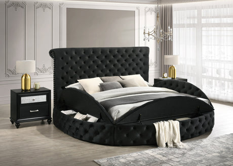 Brigitte Black King Upholstered Storage Panel Bed from Crown Mark - Luna Furniture