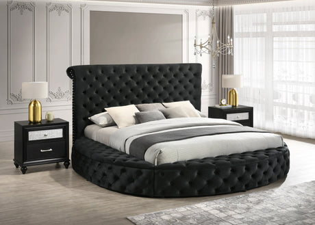 Brigitte Black Queen Upholstered Storage Panel Bed from Crown Mark - Luna Furniture