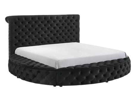 Brigitte Black Queen Upholstered Storage Panel Bed from Crown Mark - Luna Furniture