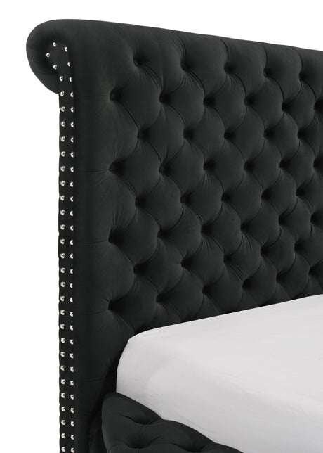 Brigitte Black Queen Upholstered Storage Panel Bed from Crown Mark - Luna Furniture