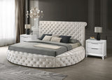 Brigitte Ivory Queen Upholstered Storage Panel Bed from Crown Mark - Luna Furniture