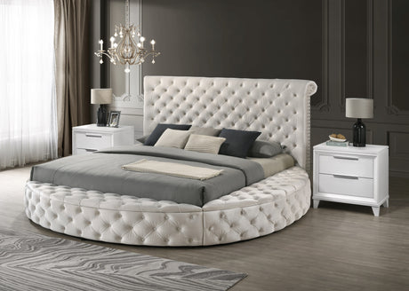 Brigitte Ivory Queen Upholstered Storage Panel Bed from Crown Mark - Luna Furniture
