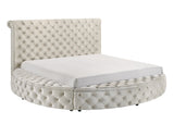 Brigitte Ivory Queen Upholstered Storage Panel Bed from Crown Mark - Luna Furniture
