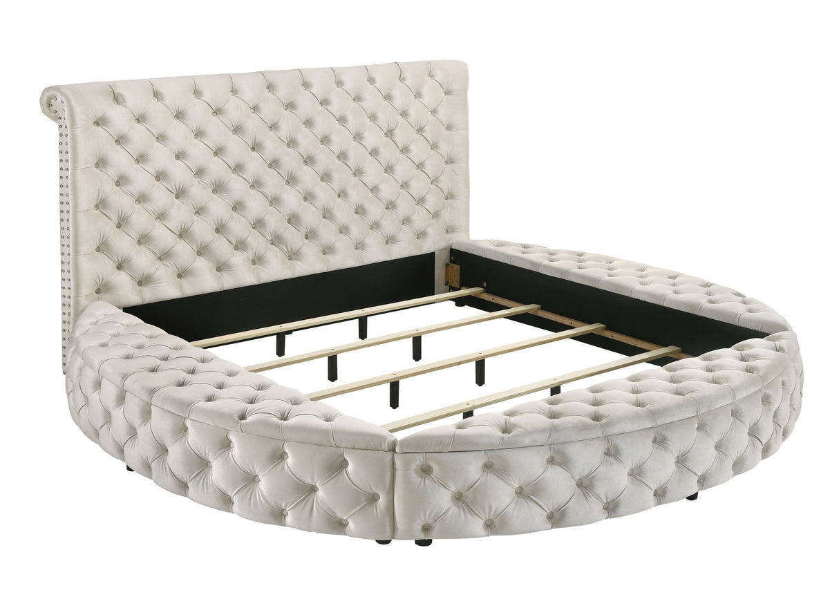Brigitte Ivory Queen Upholstered Storage Panel Bed from Crown Mark - Luna Furniture