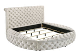 Brigitte Ivory Queen Upholstered Storage Panel Bed from Crown Mark - Luna Furniture