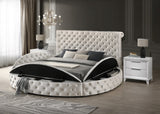 Brigitte Ivory Queen Upholstered Storage Panel Bed from Crown Mark - Luna Furniture