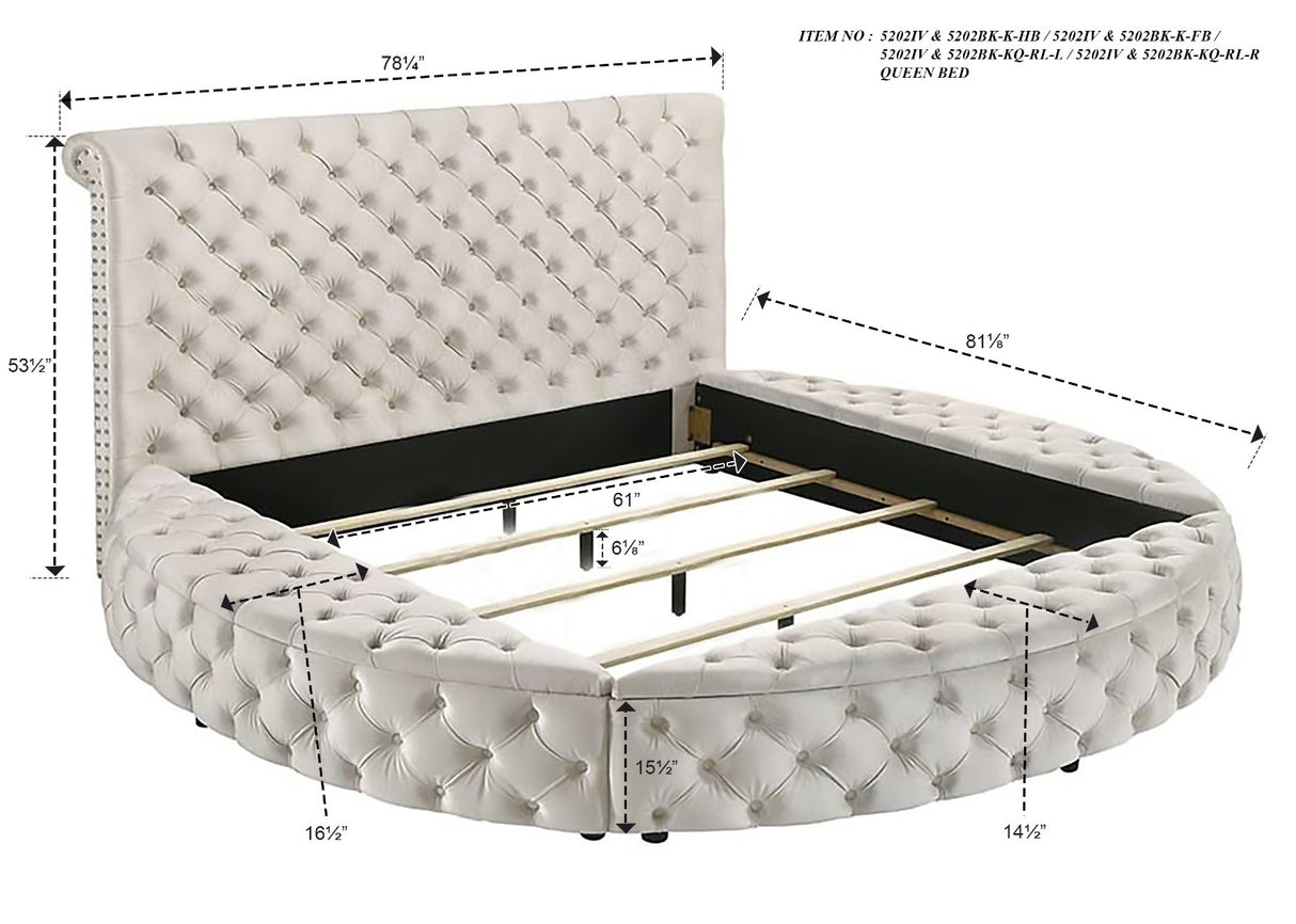 Brigitte Ivory Queen Upholstered Storage Panel Bed from Crown Mark - Luna Furniture