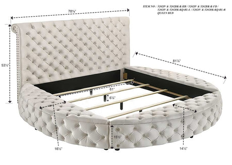 Brigitte Ivory Queen Upholstered Storage Panel Bed from Crown Mark - Luna Furniture