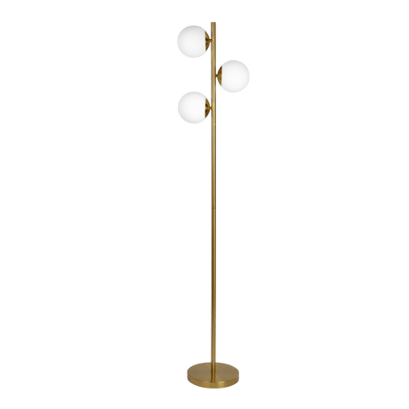 Brilliance Modern Gold Brush Floor Lamp, Opal Glass Shades and Round Metal Base from Midinmod - Luna Furniture