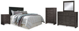 Brinxton Charcoal King Panel Headboard, Dresser, Mirror, Chest and 2 Nightstands from Ashley - Luna Furniture