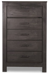 Brinxton Charcoal King Panel Headboard, Dresser, Mirror, Chest and 2 Nightstands from Ashley - Luna Furniture