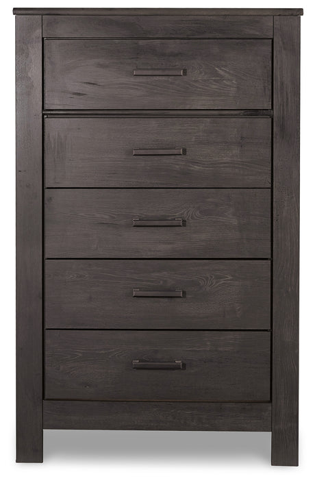 Brinxton Charcoal King Panel Headboard, Dresser, Mirror, Chest and 2 Nightstands from Ashley - Luna Furniture