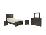 Brinxton Full Panel Bed with Mirrored Dresser and 2 Nightstands in Charcoal from Ashley - Luna Furniture