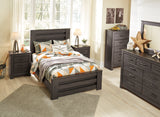 Brinxton Full Panel Bed with Mirrored Dresser and 2 Nightstands in Charcoal from Ashley - Luna Furniture