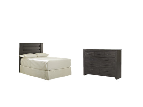 Brinxton Full Panel Headboard Bed with Dresser in Charcoal from Ashley - Luna Furniture