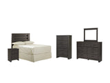 Brinxton Full Panel Headboard Bed with Mirrored Dresser, Chest and Nightstand in Charcoal from Ashley - Luna Furniture