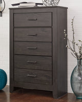 Brinxton Full Panel Headboard Bed with Mirrored Dresser, Chest and Nightstand in Charcoal from Ashley - Luna Furniture