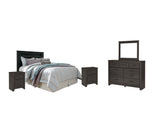 Brinxton King/California King Panel Headboard Bed with Mirrored Dresser and 2 Nightstands in Charcoal from Ashley - Luna Furniture