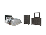 Brinxton King/California King Panel Headboard Bed with Mirrored Dresser and Chest in Charcoal from Ashley - Luna Furniture
