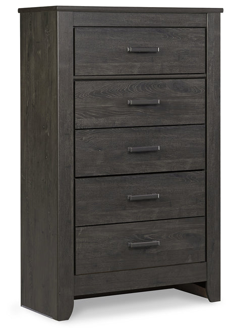Brinxton King/California King Panel Headboard Bed with Mirrored Dresser and Chest in Charcoal from Ashley - Luna Furniture
