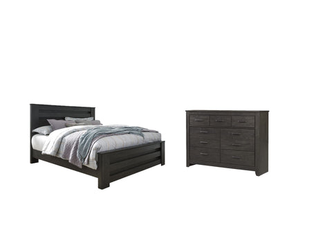 Brinxton King Panel Bed with Dresser in Charcoal from Ashley - Luna Furniture