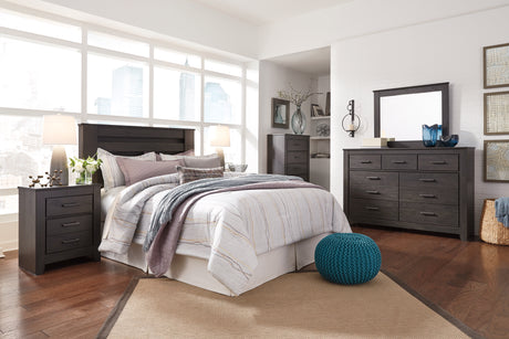 Brinxton King Panel Bed with Dresser in Charcoal from Ashley - Luna Furniture