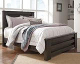 Brinxton Queen Panel Bed with 2 Nightstands in Charcoal from Ashley - Luna Furniture