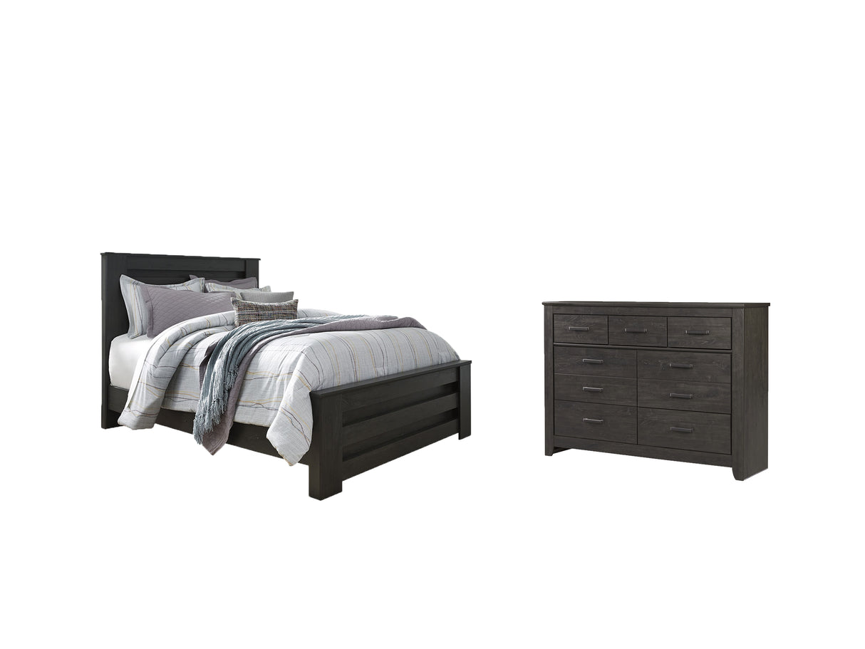 Brinxton Queen Panel Bed with Dresser in Charcoal from Ashley - Luna Furniture