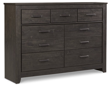 Brinxton Queen Panel Bed with Dresser in Charcoal from Ashley - Luna Furniture