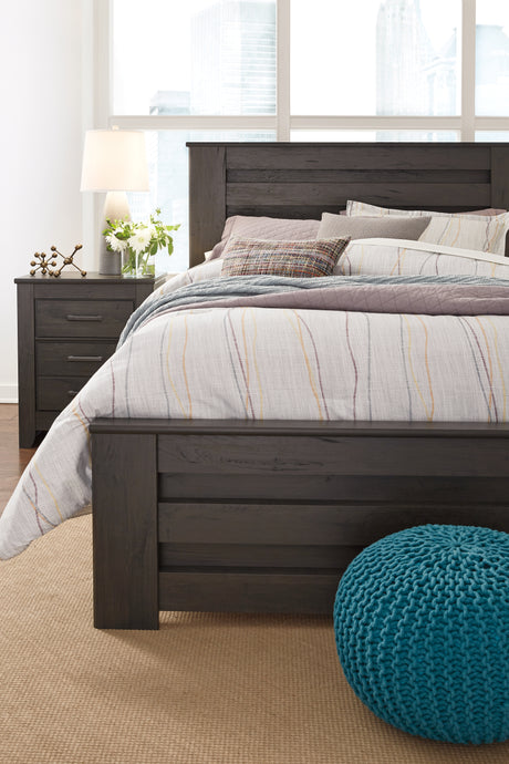 Brinxton Queen Panel Bed with Dresser in Charcoal from Ashley - Luna Furniture