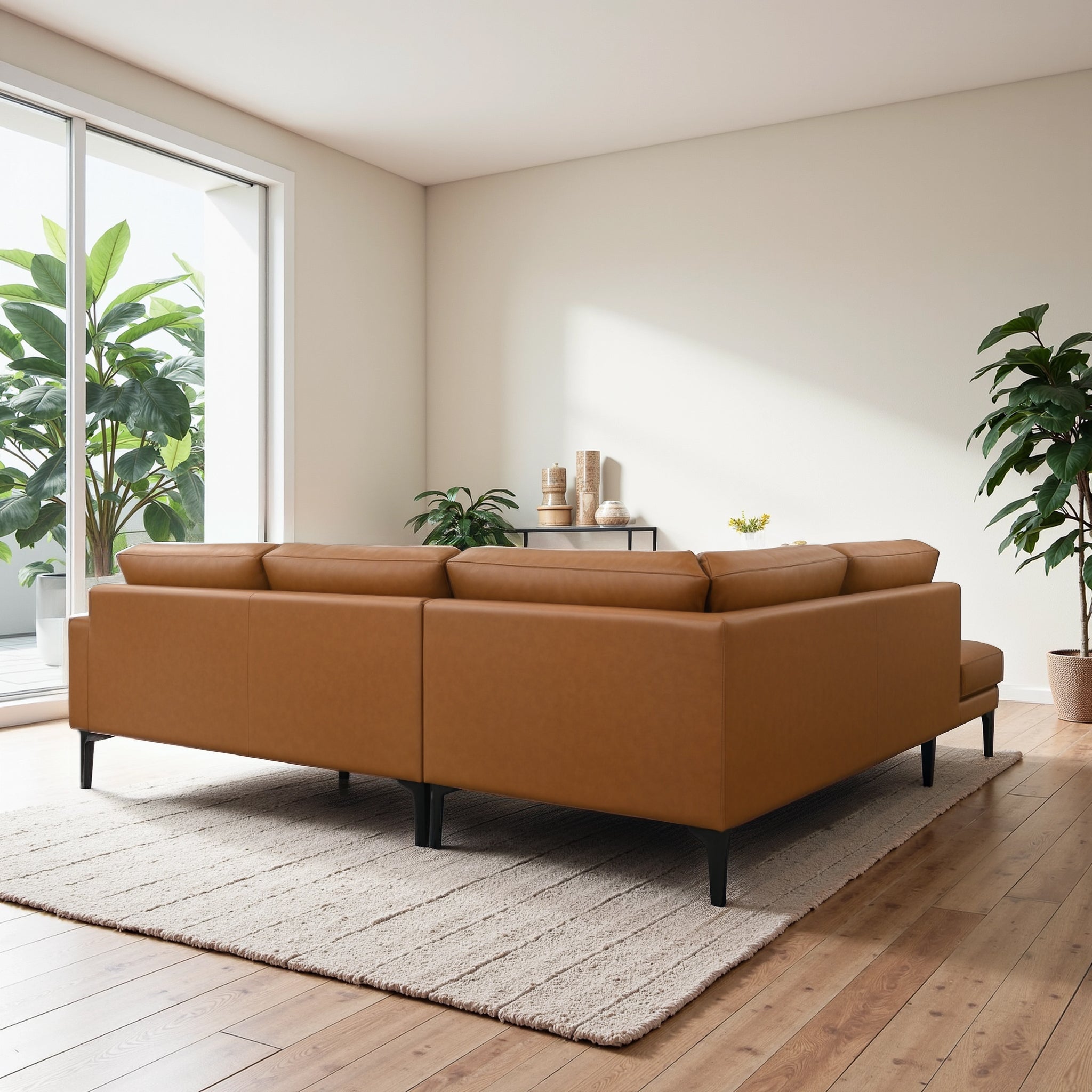 Bristol Cognac Vegan Leather LAF Sectional Sofa – Luna Furniture