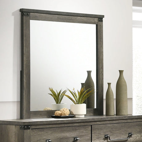 Britonale Rustic Gray Mirror (Mirror Only) from Furniture of America - Luna Furniture