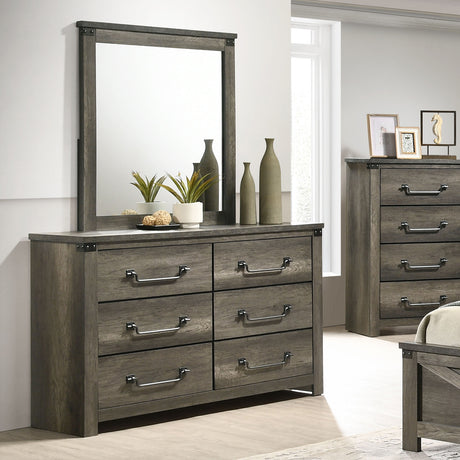 Britonale Rustic Gray Mirror (Mirror Only) from Furniture of America - Luna Furniture