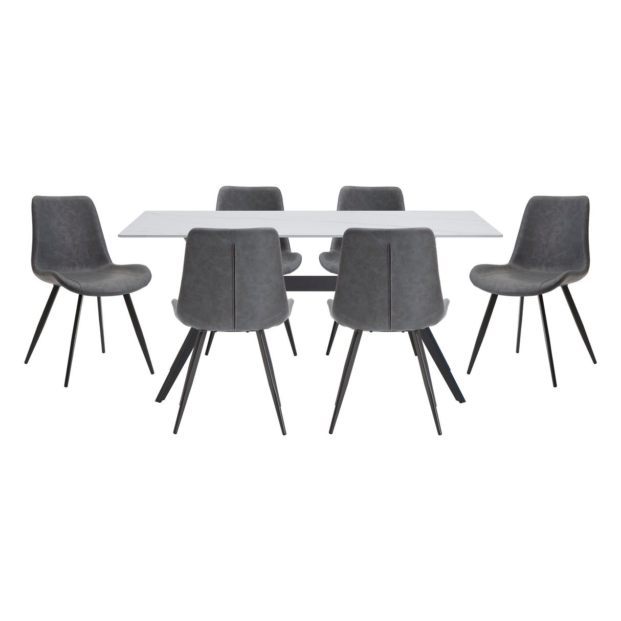 Brixley Black/Gray/White Sintered Stone-Top 7-Piece 63" Dining Set from Homelegance - Luna Furniture