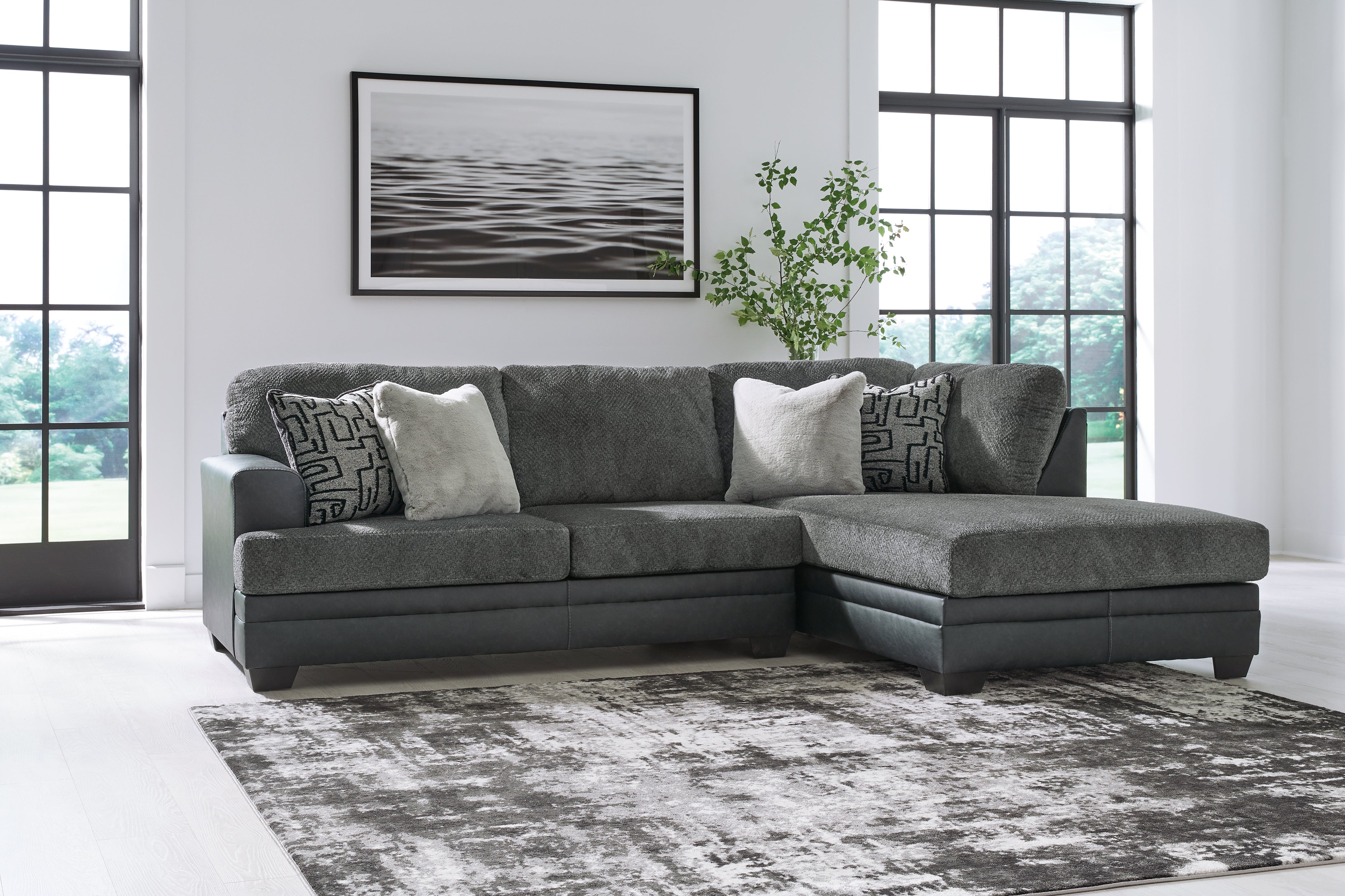 Ashley Brixley Pier Graphite 2-Piece Sectional with Chaise – Luna