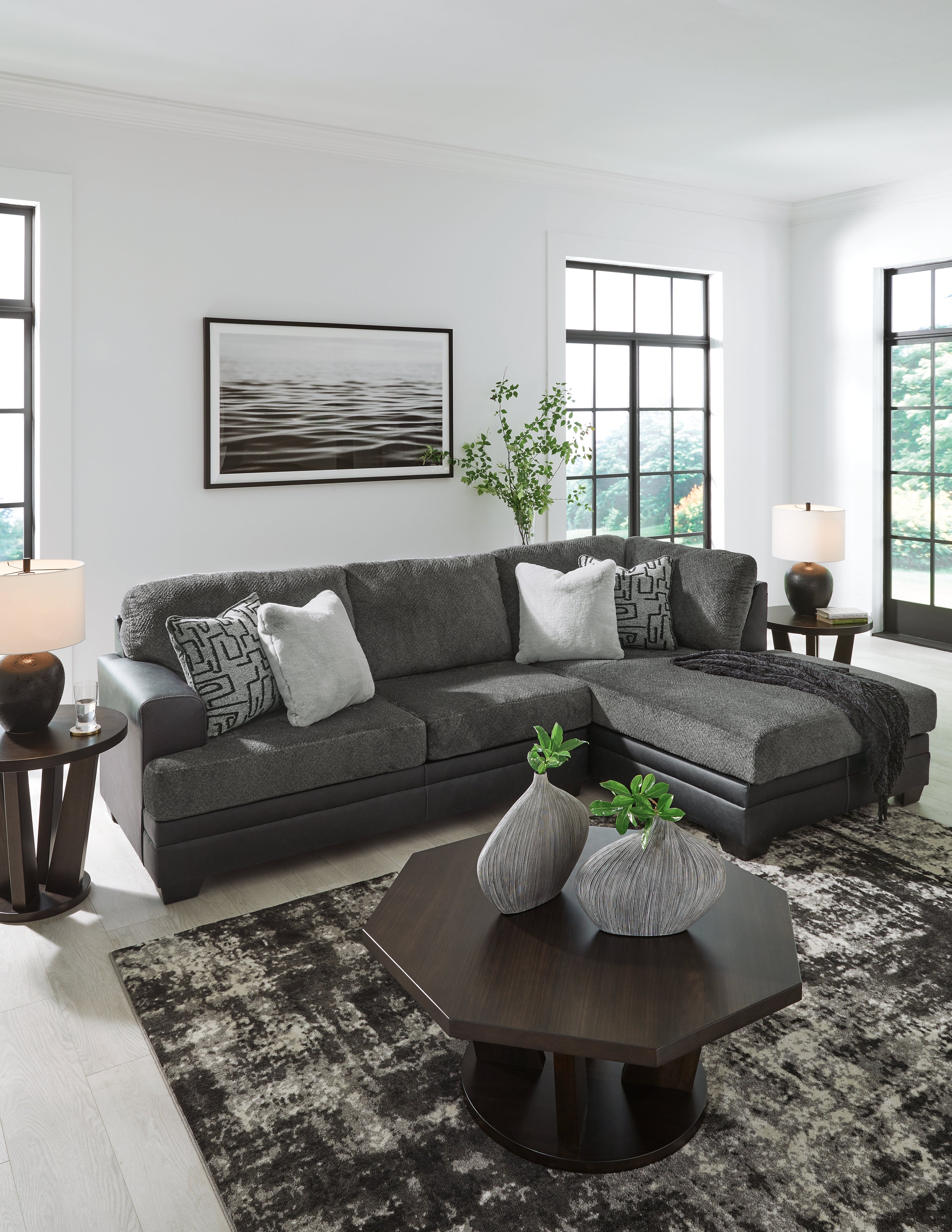 Ashley Brixley Pier Graphite 2-Piece Sectional with Chaise – Luna