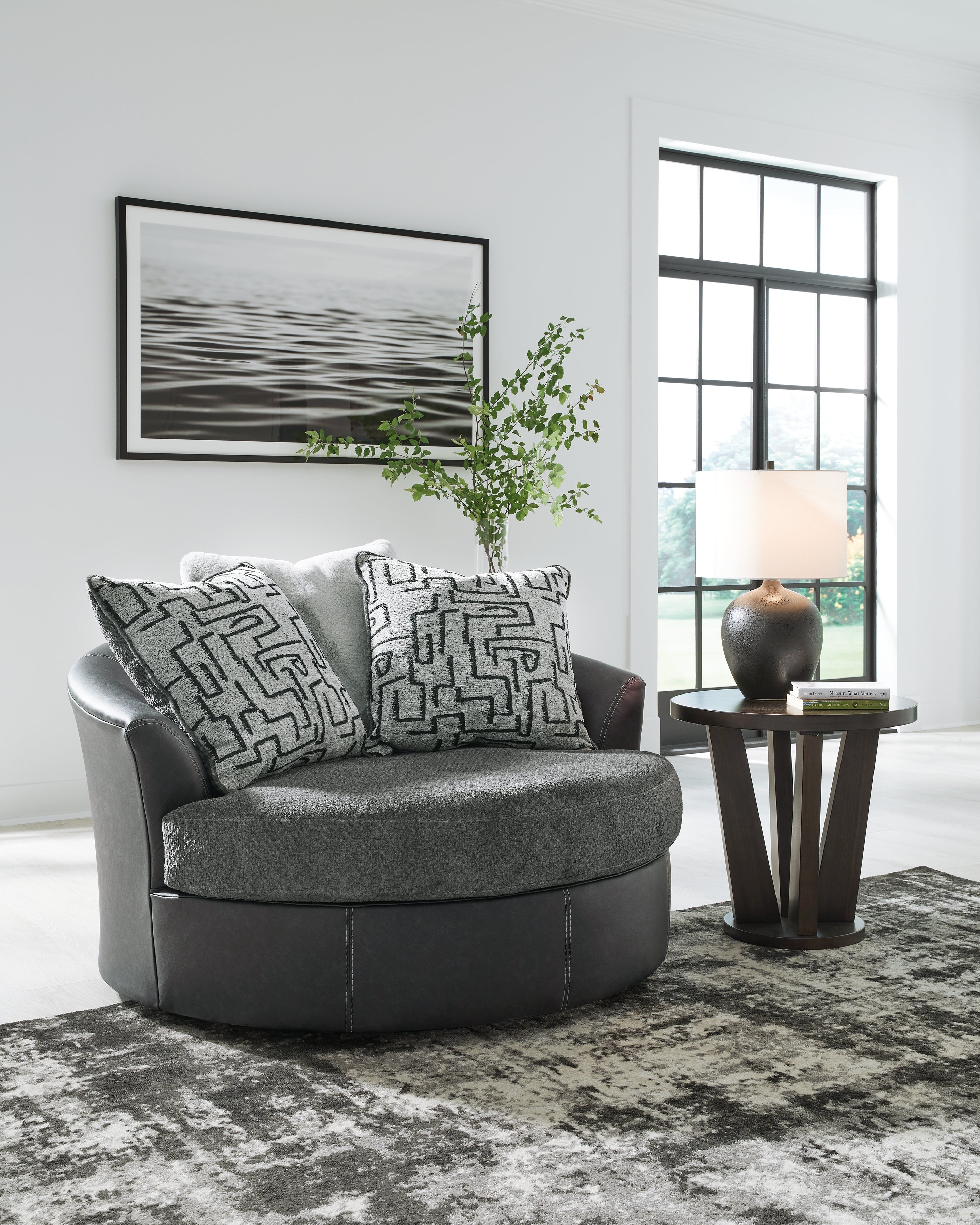 Brixley Pier Graphite Oversized Swivel Accent Chair – Luna Furniture
