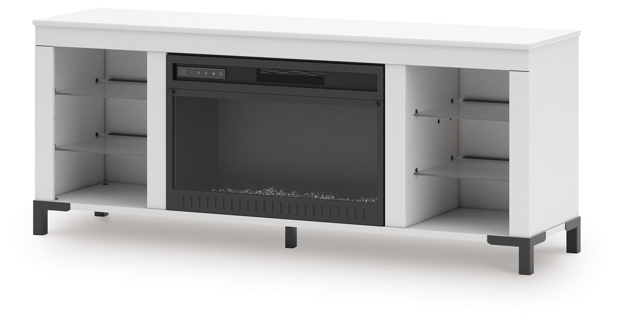 Brollevi White 60" TV Stand with Electric Fireplace from Ashley - Luna Furniture