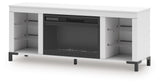Brollevi White 60" TV Stand with Electric Fireplace from Ashley - Luna Furniture