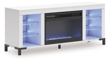 Brollevi White 60" TV Stand with Electric Fireplace from Ashley - Luna Furniture