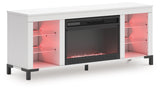 Brollevi White 60" TV Stand with Electric Fireplace from Ashley - Luna Furniture