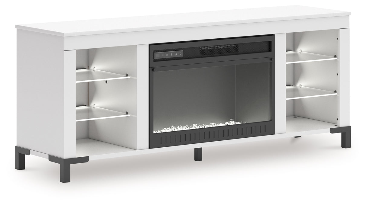 Brollevi White 60" TV Stand with Electric Fireplace from Ashley - Luna Furniture