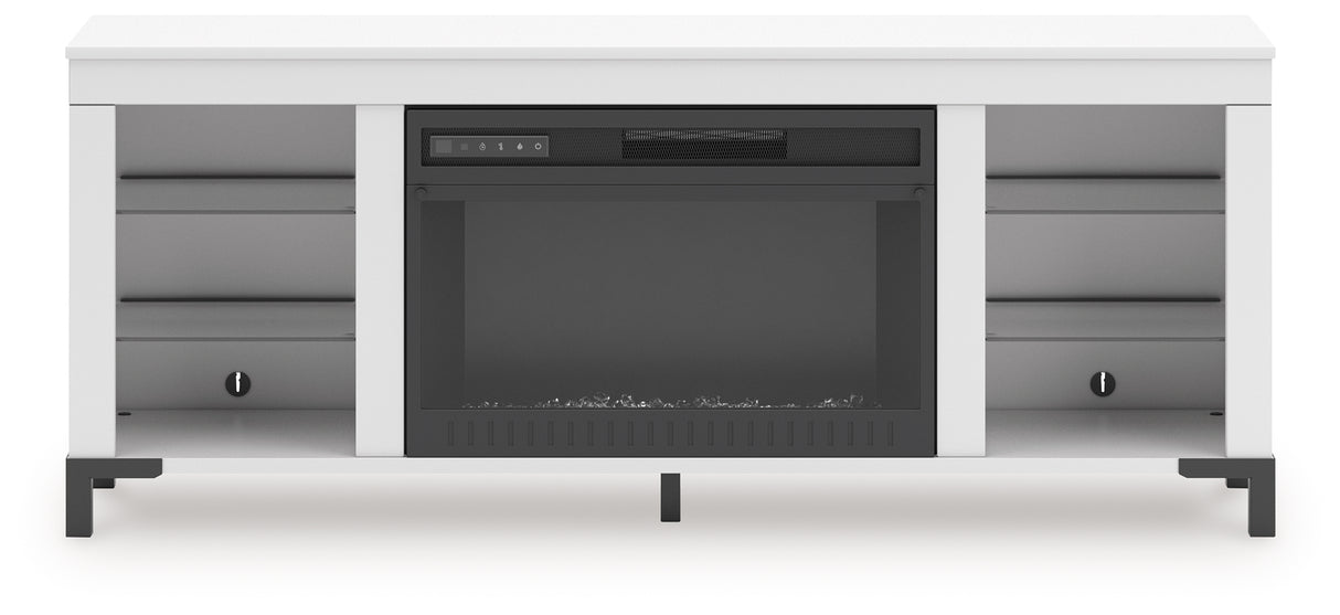 Brollevi White 60" TV Stand with Electric Fireplace from Ashley - Luna Furniture