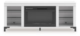 Brollevi White 60" TV Stand with Electric Fireplace from Ashley - Luna Furniture
