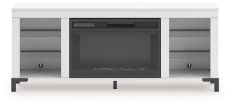 Brollevi White 60" TV Stand with Electric Fireplace from Ashley - Luna Furniture