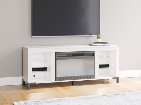 Brollevi White 60" TV Stand with Electric Fireplace from Ashley - Luna Furniture