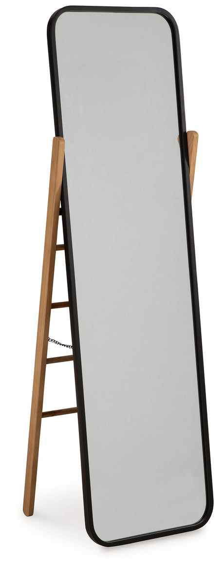Bronick Black/Brown Floor Mirror from Ashley - Luna Furniture