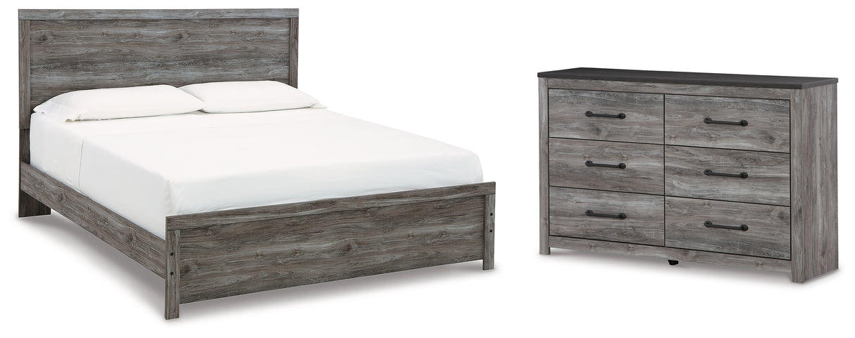 Bronyan King Panel Bed with Dresser in Dark Gray from Ashley - Luna Furniture